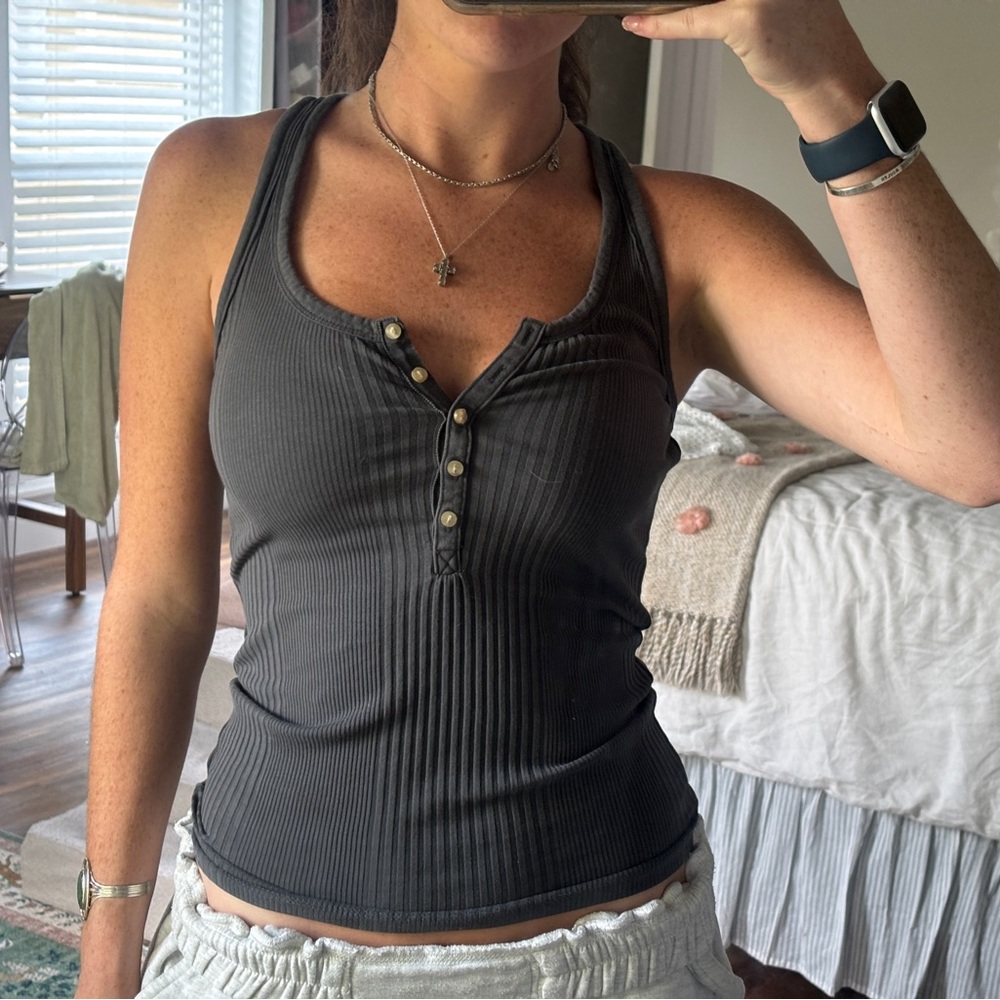 Aerie Charcoal Ribbed Tank Top